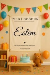 Kişiye Özel Minimal Doğum Günü Duvar Örtüsü