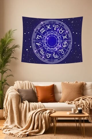 Astroloji ve Burçlar Mandala Duvar Örtüsü