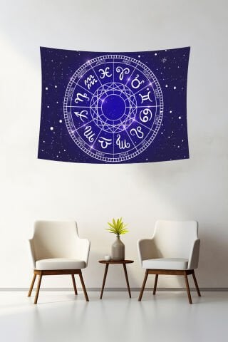 Astroloji ve Burçlar Mandala Duvar Örtüsü