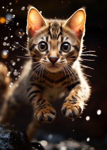 Zıplayan Yavru Kedi Desenli Duvar Örtüsü