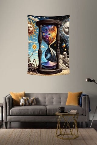 Güneş Ay Evren Zaman Döngüsü Duvar Örtüsü