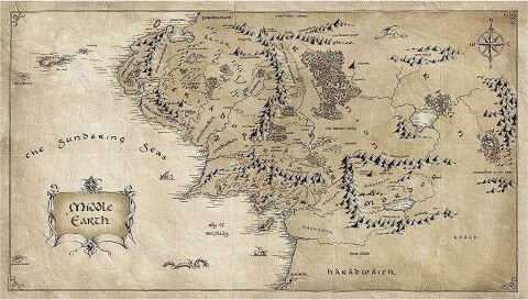 Yüzüklerin Efendisi Haritası Duvar Örtüsü