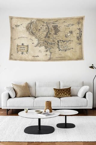 Yüzüklerin Efendisi Haritası Duvar Örtüsü