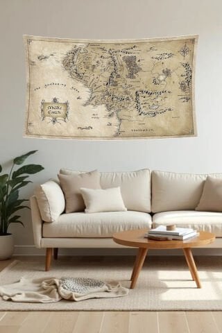 Yüzüklerin Efendisi Haritası Duvar Örtüsü