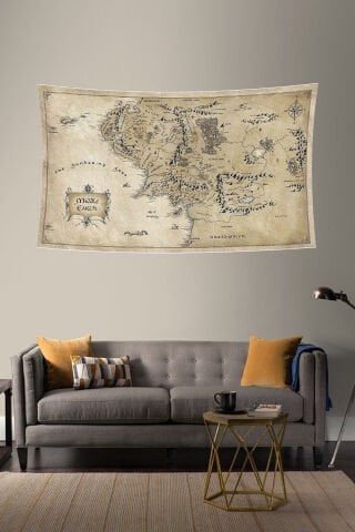 Yüzüklerin Efendisi Haritası Duvar Örtüsü