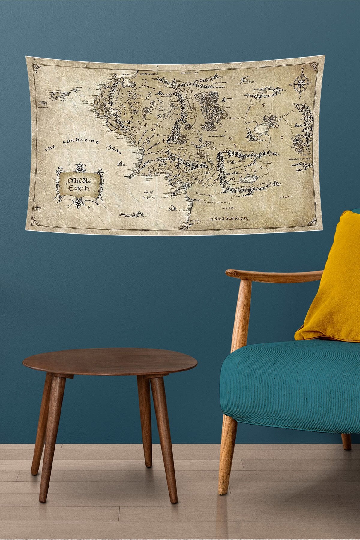 Yüzüklerin Efendisi Haritası Duvar Örtüsü