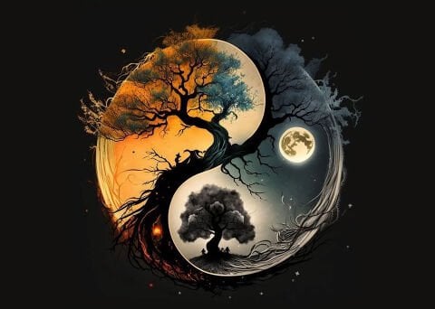 Yin Yang Yaşam Ağacı Duvar Örtüsü