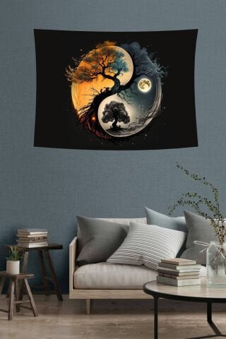 Yin Yang Yaşam Ağacı Duvar Örtüsü