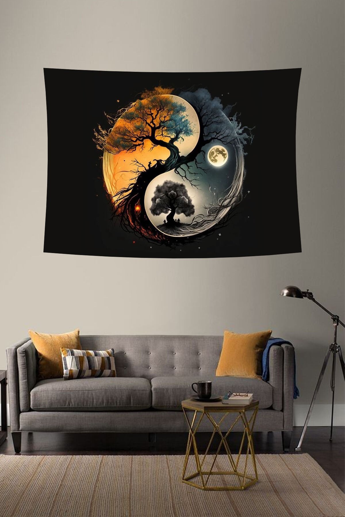 Yin Yang Yaşam Ağacı Duvar Örtüsü