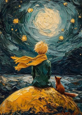 Küçük Prens Temalı Yıldızlı Gökyüzü Duvar Örtüsü