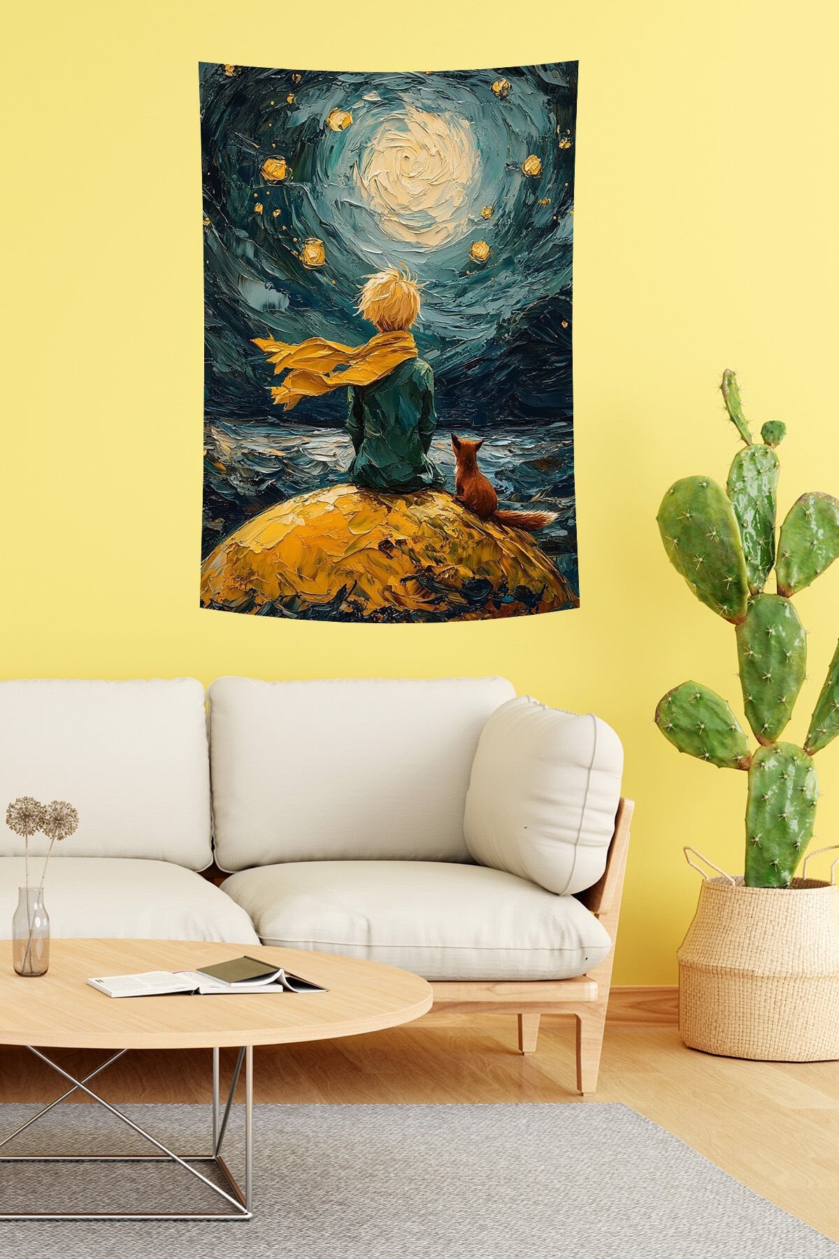 Küçük Prens Temalı Yıldızlı Gökyüzü Duvar Örtüsü