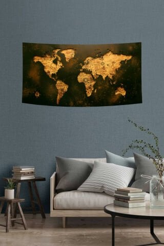 Vintage Dünya Haritası Duvar Örtüsü