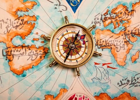 Osmanlı Haritası ve Pusula Temalı Duvar Örtüsü