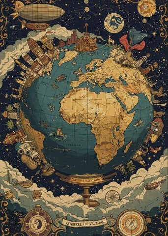 Fantastik Dünya Haritası Duvar Örtüsü