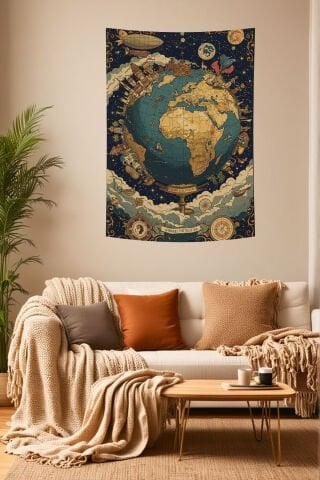 Fantastik Dünya Haritası Duvar Örtüsü