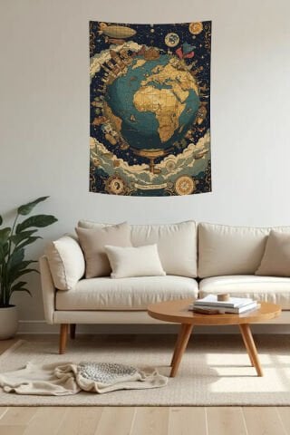 Fantastik Dünya Haritası Duvar Örtüsü