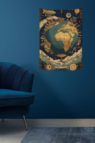 Fantastik Dünya Haritası Duvar Örtüsü