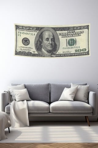 100 Dolar Desenli Duvar Örtüsü