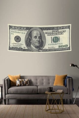 100 Dolar Desenli Duvar Örtüsü