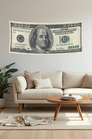 100 Dolar Desenli Duvar Örtüsü