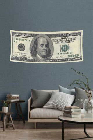 100 Dolar Desenli Duvar Örtüsü