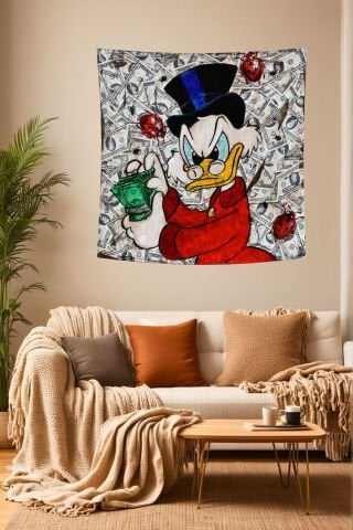 Scrooge McDuck Para Temalı Duvar Örtüsü