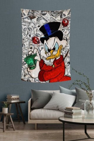 Scrooge McDuck Para Temalı Duvar Örtüsü