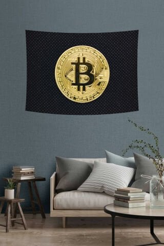 Bitcoin Desenli Duvar Örtüsü