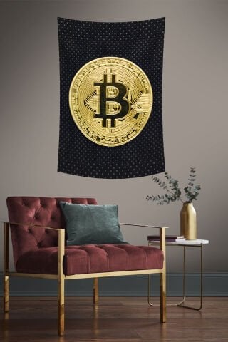 Bitcoin Desenli Duvar Örtüsü