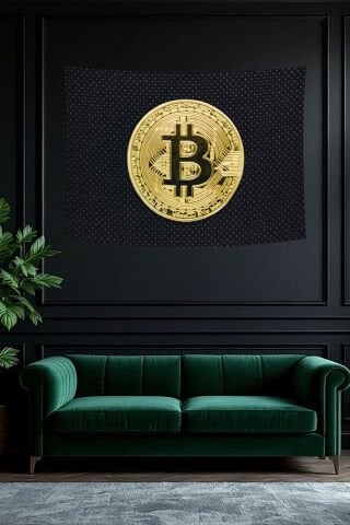 Bitcoin Desenli Duvar Örtüsü