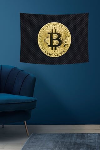 Bitcoin Desenli Duvar Örtüsü