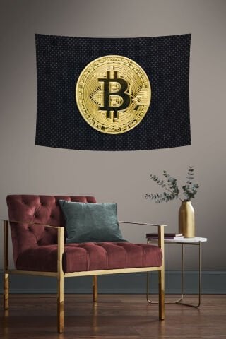 Bitcoin Desenli Duvar Örtüsü