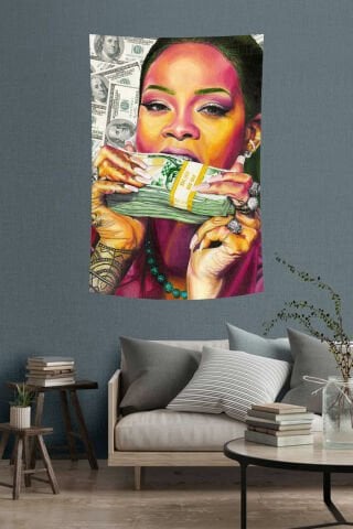 Renkli Pop Art Para Temalı Duvar Örtüsü