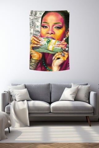 Renkli Pop Art Para Temalı Duvar Örtüsü