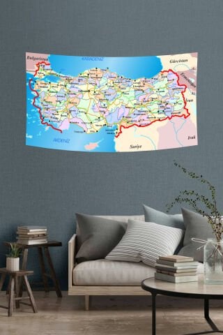 Coğrafi Türkiye Haritası Duvar Örtüsü