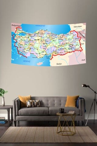 Coğrafi Türkiye Haritası Duvar Örtüsü