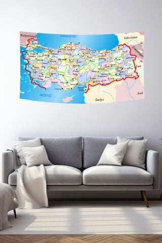 Coğrafi Türkiye Haritası Duvar Örtüsü