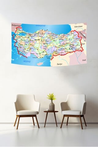 Coğrafi Türkiye Haritası Duvar Örtüsü
