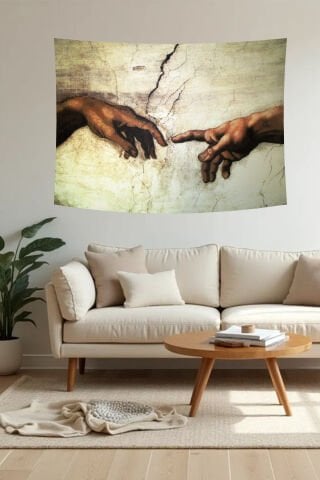 Michelangelo Eller Sanat Duvar Örtüsü