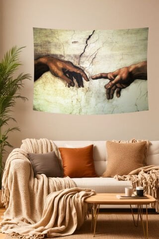 Michelangelo Eller Sanat Duvar Örtüsü