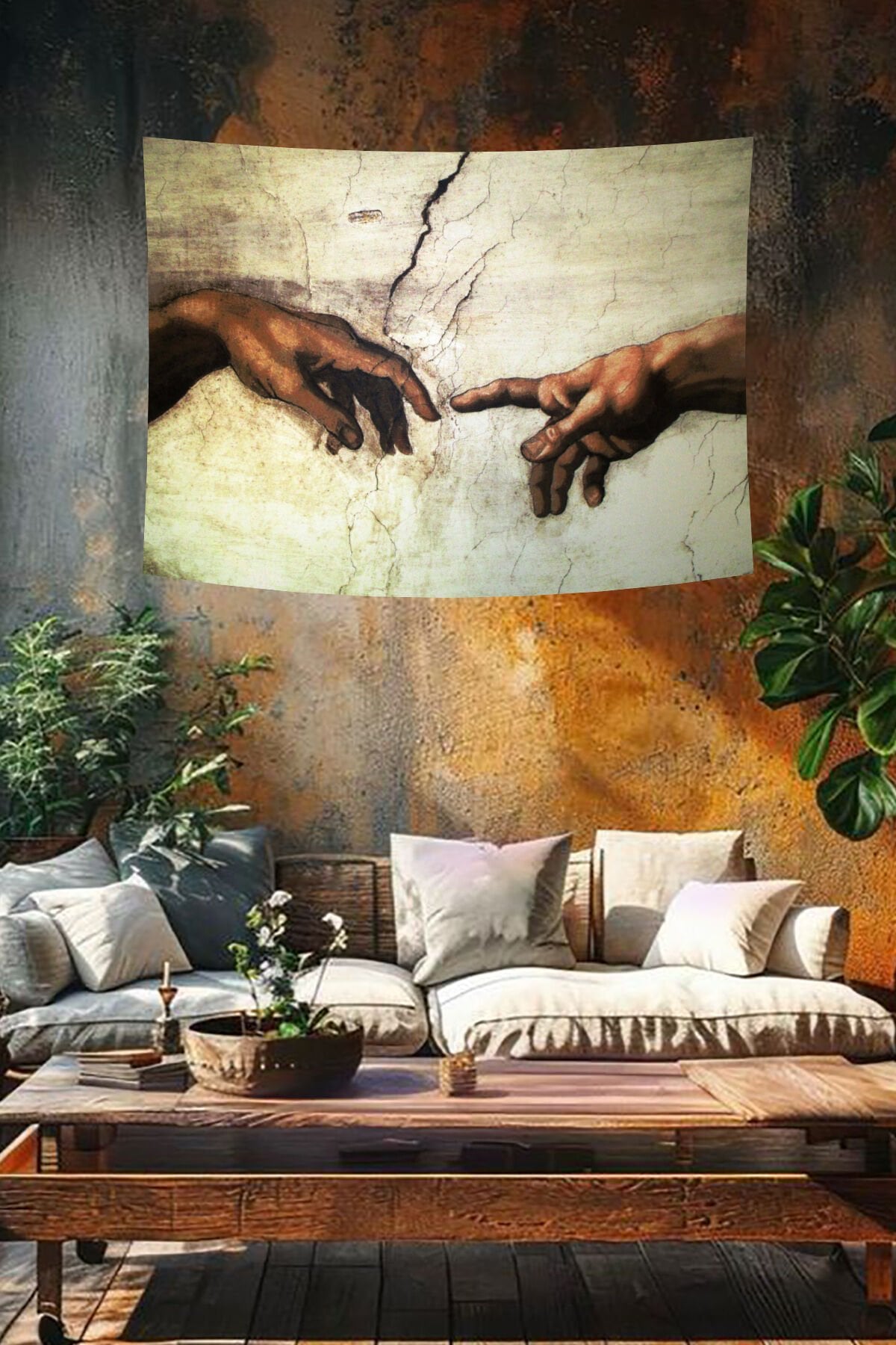 Michelangelo Eller Sanat Duvar Örtüsü