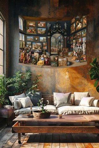Klasik Sanat Galerisi Temalı Duvar Örtüsü