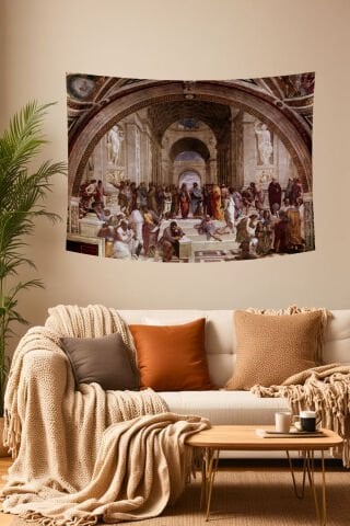 Raffaello Atina Okulu Desenli Klasik Duvar Örtüsü