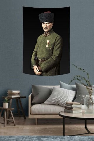 Atatürk Askeri Üniforma Portre Duvar Örtüsü
