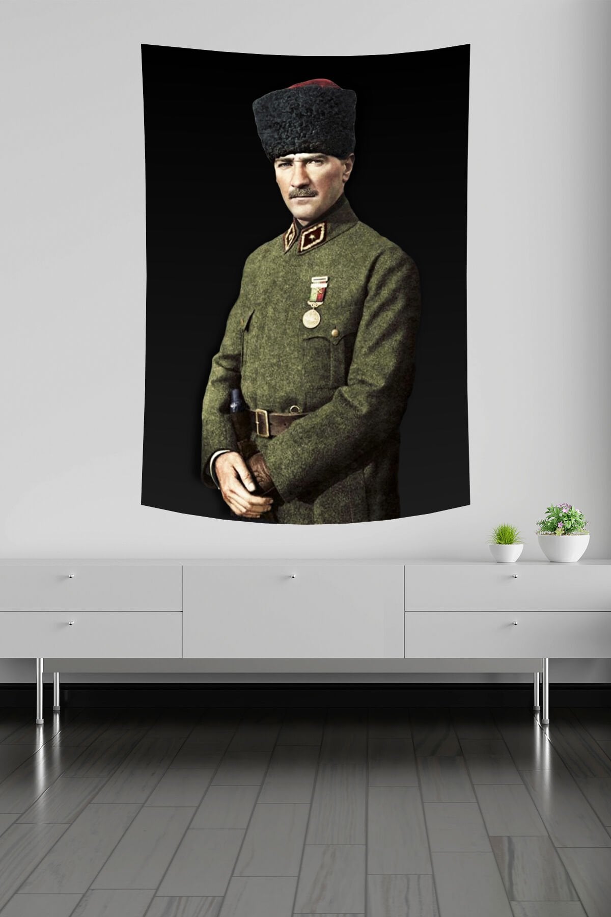 Atatürk Askeri Üniforma Portre Duvar Örtüsü