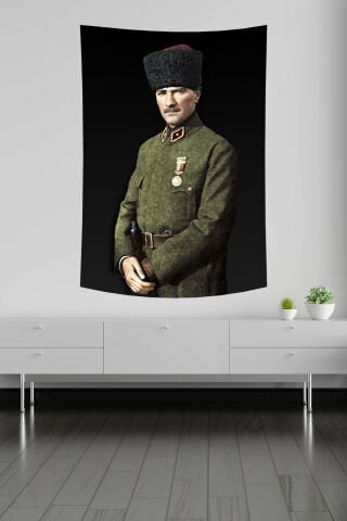Atatürk Askeri Üniforma Portre Duvar Örtüsü