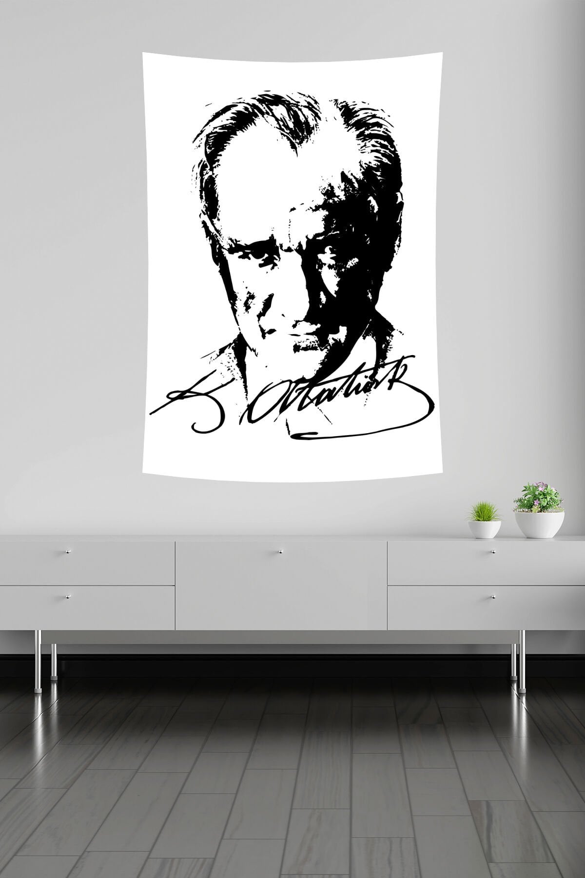 Atatürk İmza ve Siluet Duvar Örtüsü