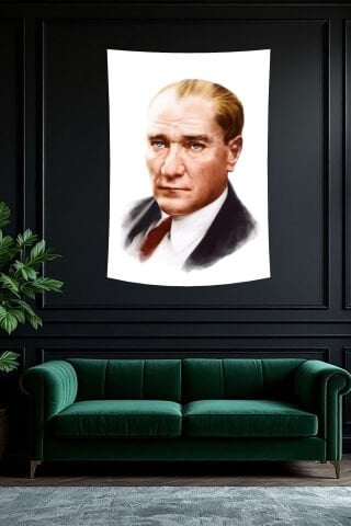 Atatürk Portre Sanat Desenli Duvar Örtüsü