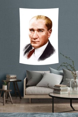 Atatürk Portre Sanat Desenli Duvar Örtüsü