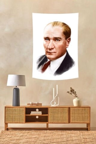 Atatürk Portre Sanat Desenli Duvar Örtüsü
